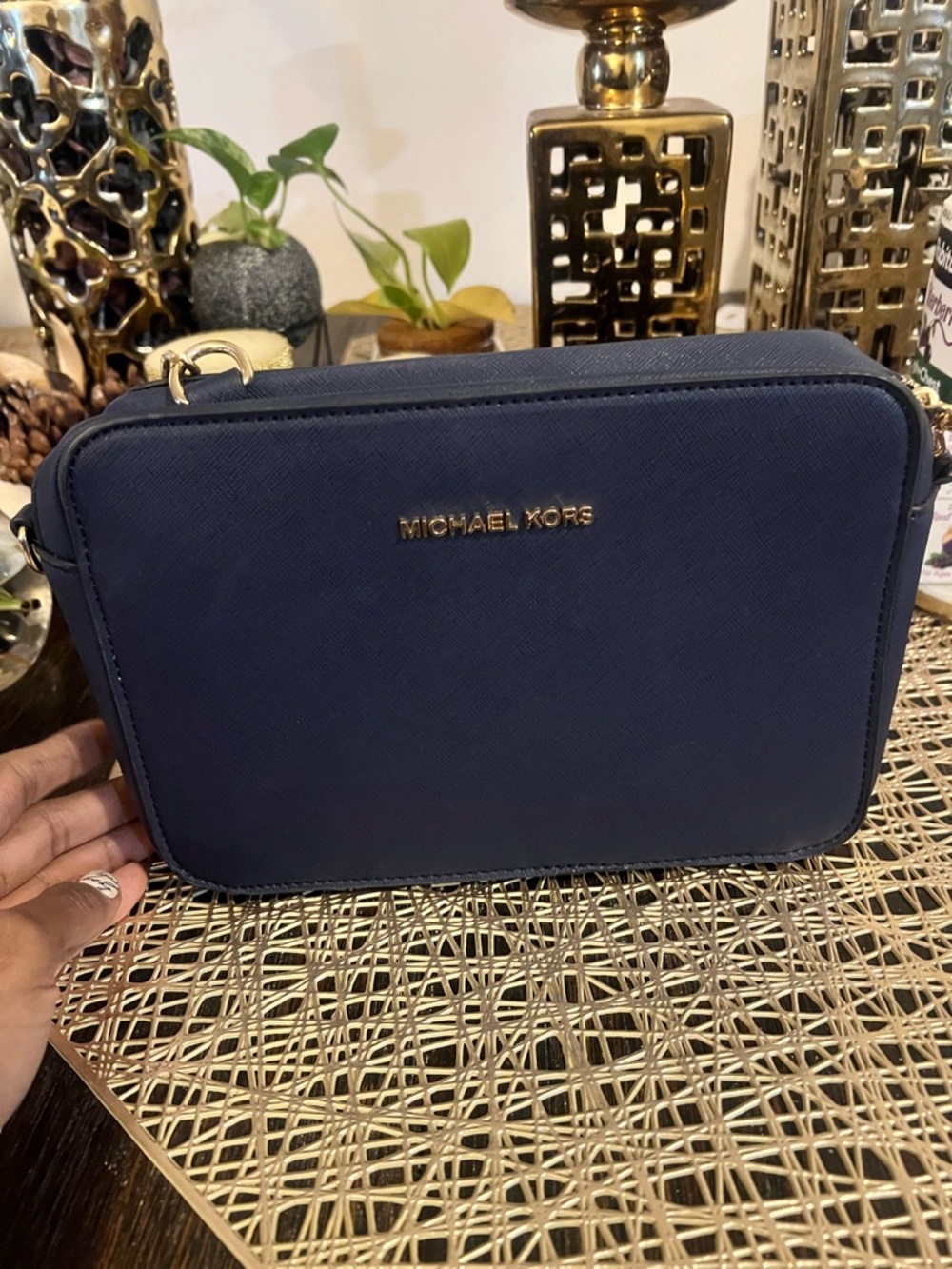 Michael Kors Navy Saffiano Crossbody Camera Bag